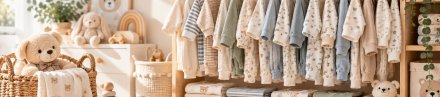 Garderoba za bebe na drvenom stalku uz plišane mede