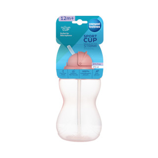 Sportska boca sa slamčicom 370ml.pink
