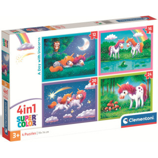 Igračka Clementoni puzle 4u1 A Day With Unicorns