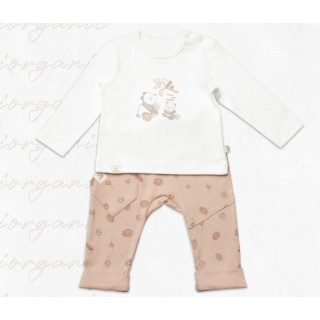 Bebi pantalone sa majicom BiOrganic,braon/bež,92cm.