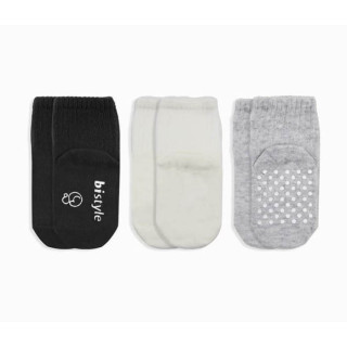 Čarapice za bebe BiStyle neklizajuće 3/1 ,crne-bež-sive- 00-03