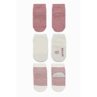 Čarapice za bebe BiStyle neklizajuće 3/1 ,roze,00-03