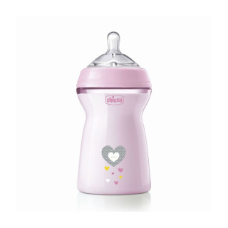 Flašica natural feeling silikon 330 ml roza 6+0%bpa