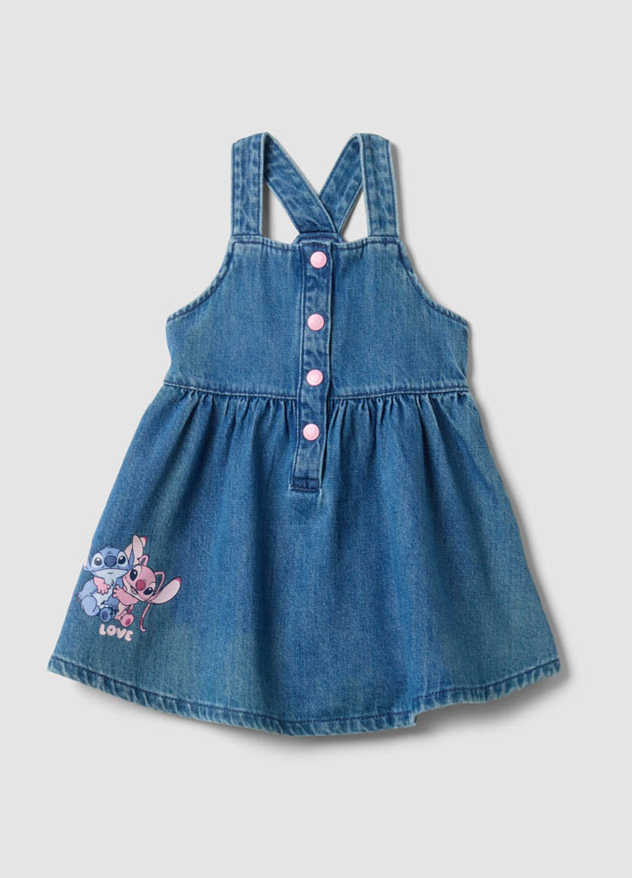 Haljina od teksasa, pamuka i viskoze sa Lilo & Stitch printom za bebe djevojčice