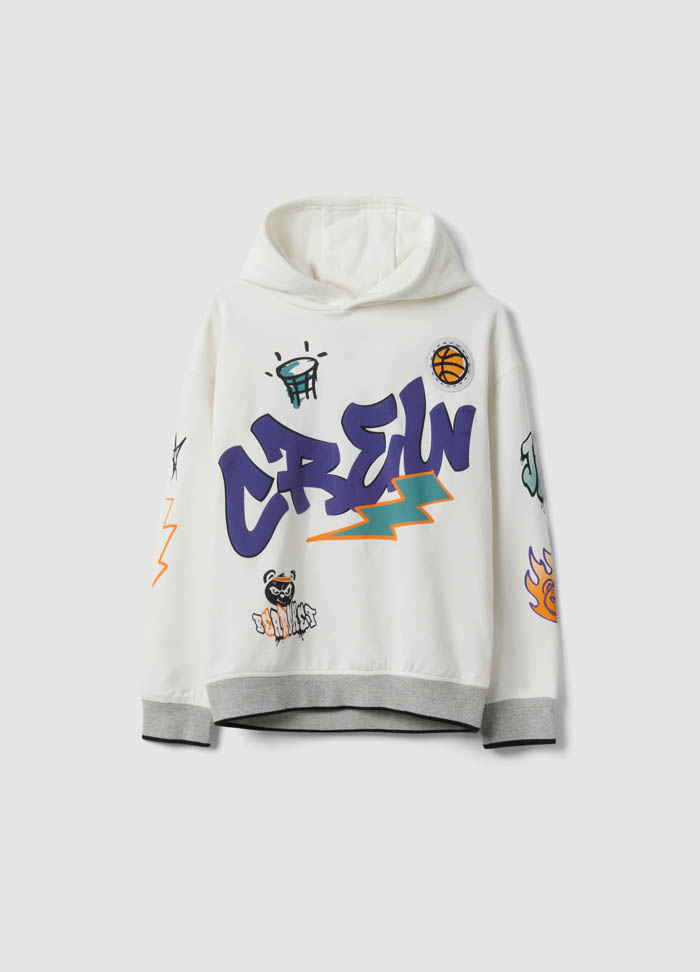 Duks od mješavine pamuka sa grafitima oversized kroja za dječake