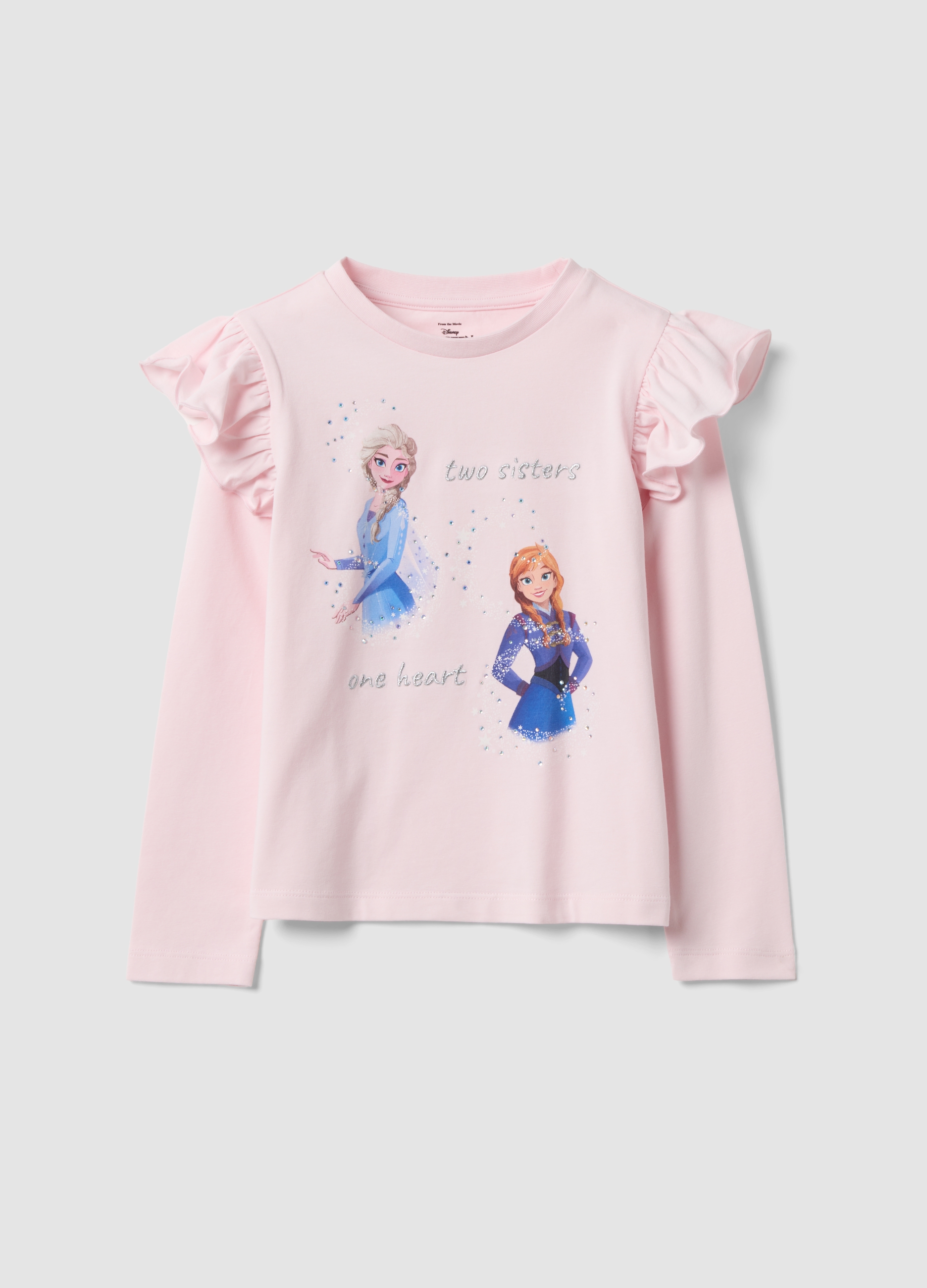 Majica kratkih rukava od elastičnog pamuka sa volanima i Frozen printom
