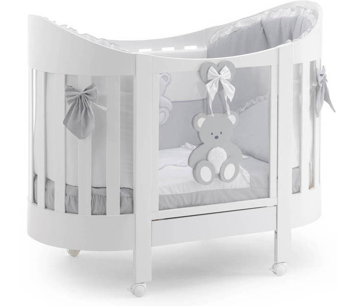 Krevet bijeli Oval Jolie set grey