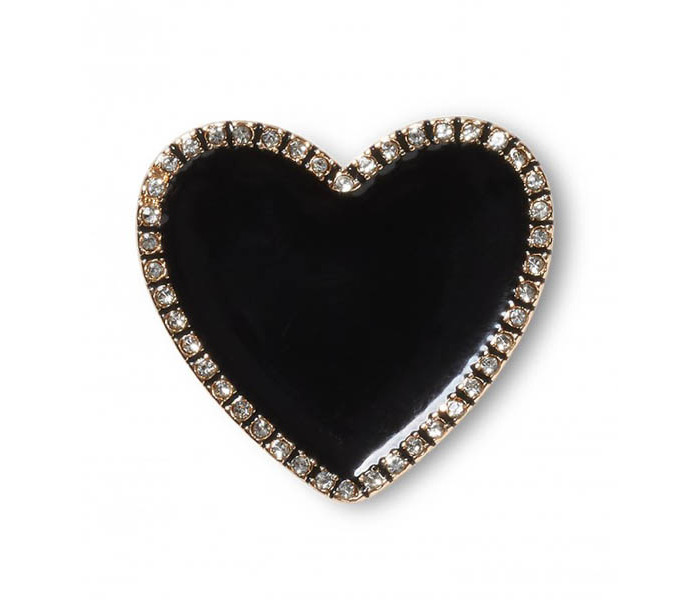 Crocs ukras Jibbitz Black Heart with Gold Outline