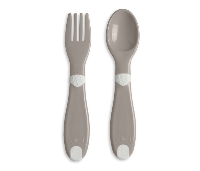Set viljuška i kašika 12m+ siva