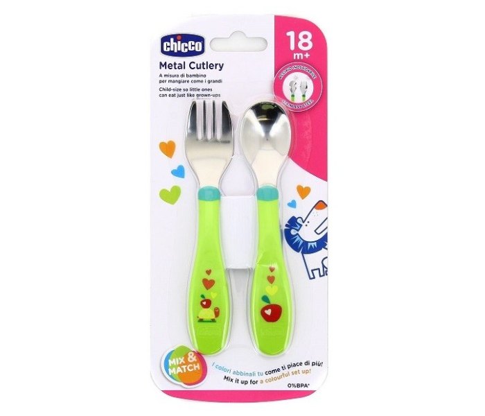 Set metalni  viljuska i kasika 18m+ zeleni