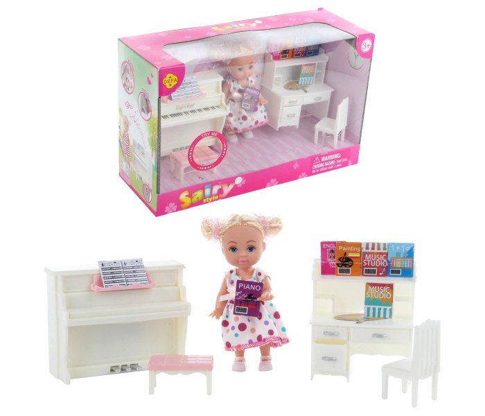 Igračka lutka Defa Sairy set sa klavirom i radnim stolom
