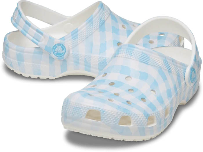 Crocs klompe za djecu Classic Gingham plavo-bijele