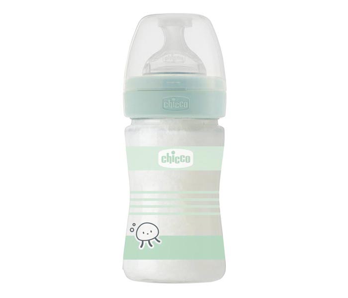 Flasica wb staklena 150 ml 0+silikon wb 0%bpa zelena
