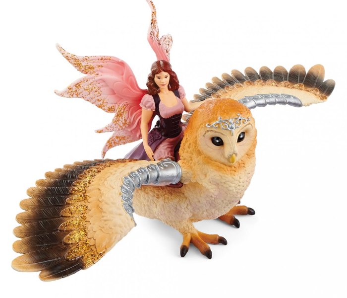Igračka Schleich Elf na magičnoj sovi od glitera