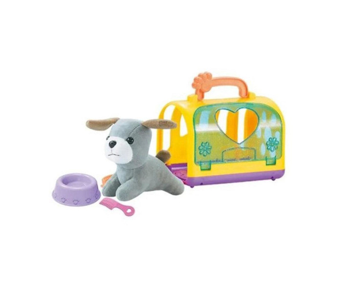 Igračka plišana kuca u žutom koferu sa dodacima