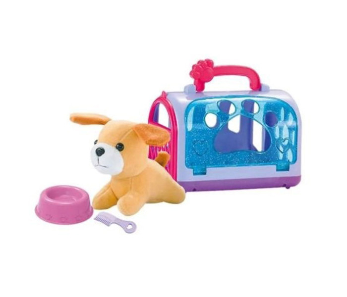 Igračka plišana kuca u lila koferu sa dodacima