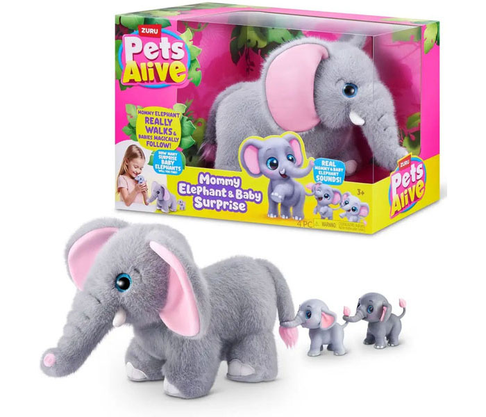 Interaktivna igračka Zuru Pets alive slonica i bebe