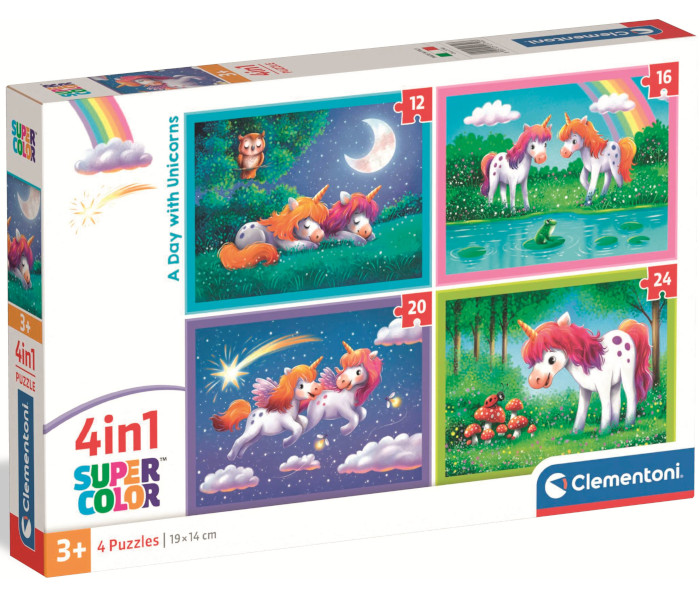 Igračka Clementoni puzle 4u1 A Day With Unicorns