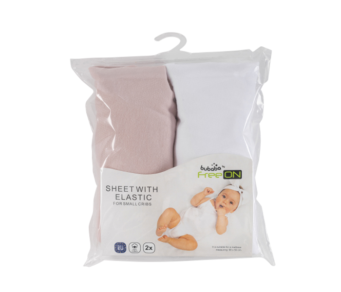 Čaršaf sa lastikom Bubaba - roza/bijela 2u1