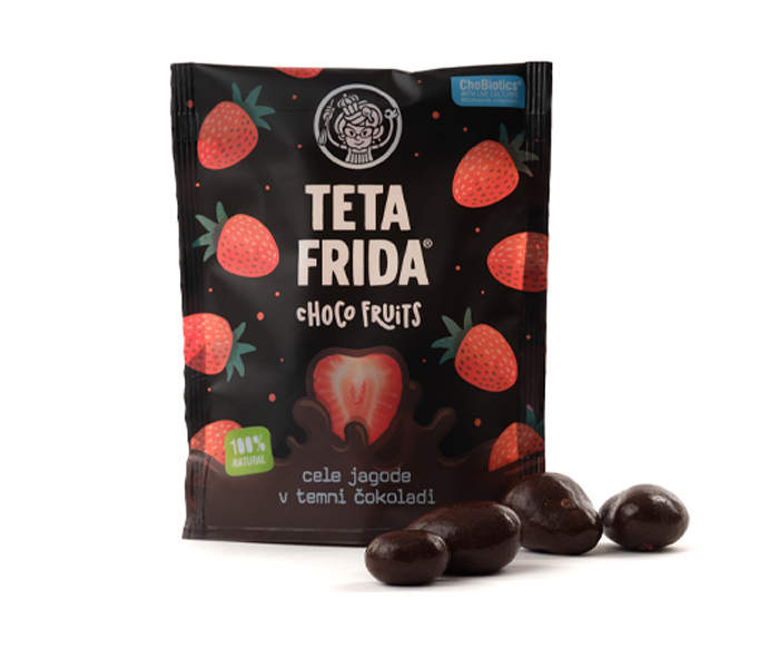 Teta Frida choco fruits cijele jagode u crnoj cokoladi 100g