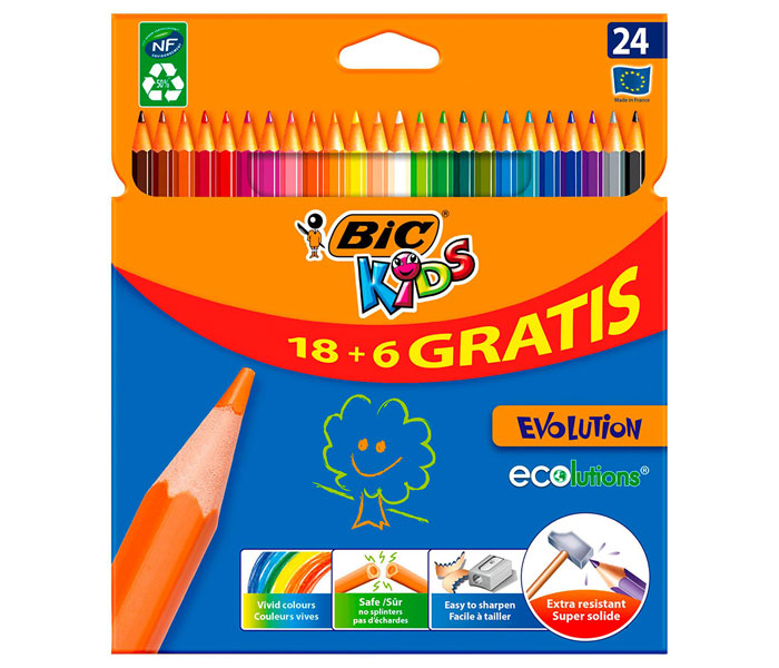 BIC  Kids Evolution drvene bojice 18+6