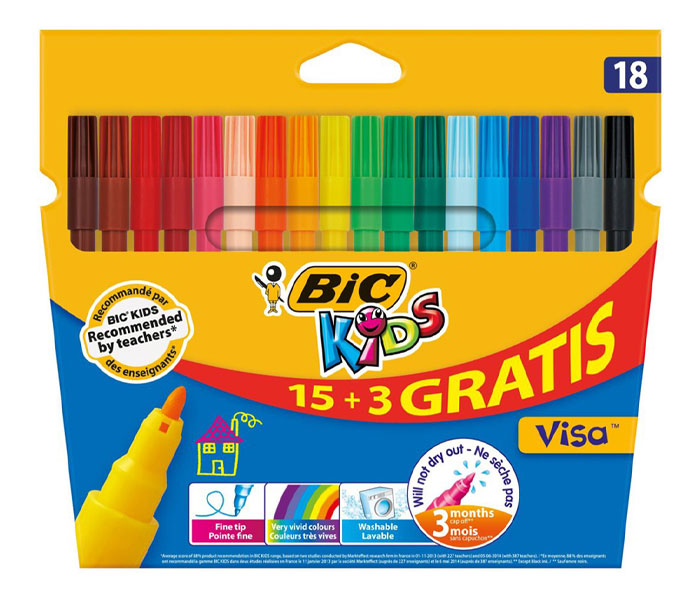 BIC Visa flomasteri 15+3