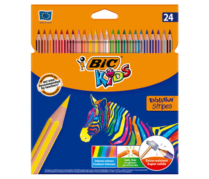 BIC KIDS EVOLUTION drvene bojice sa prugama 24