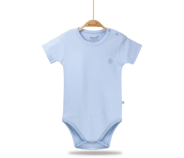 Bodi za bebe BiOrganic kratkih rukava basic plavi 92