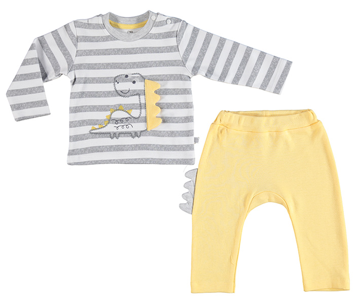 Set za novorodjence Bibaby 2 dijela dinosaurus 80 zuti