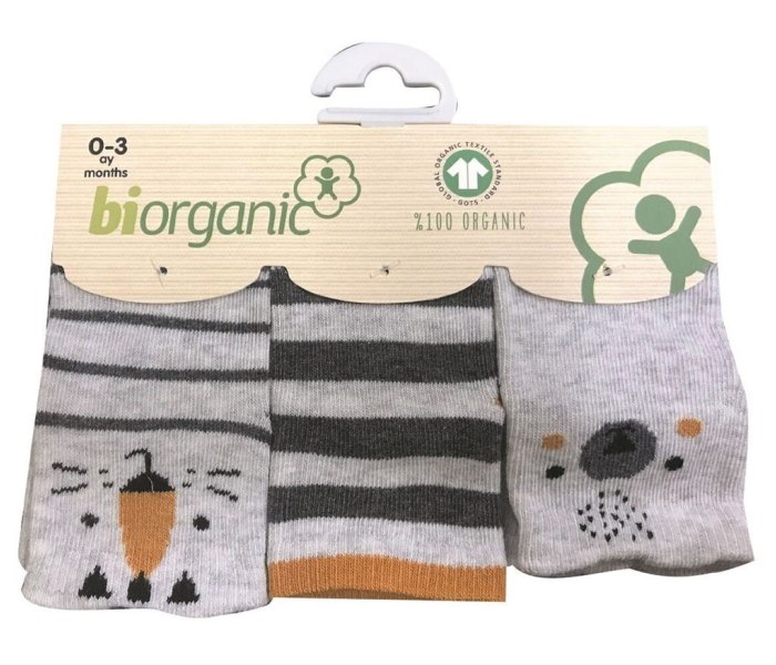 Čarapice za bebe BiOrganic 3 djela osnovna Žute 0-3m