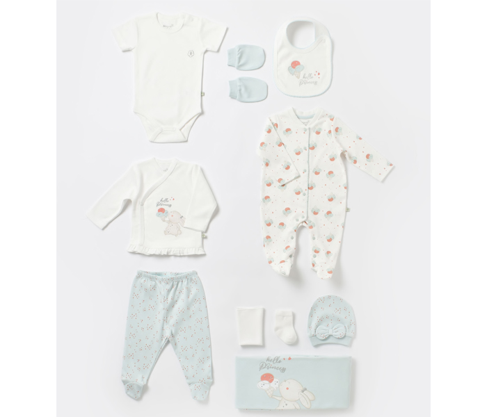 Set za novorođenče BiOrganic 10 djelova zeko zeleni 56 cm