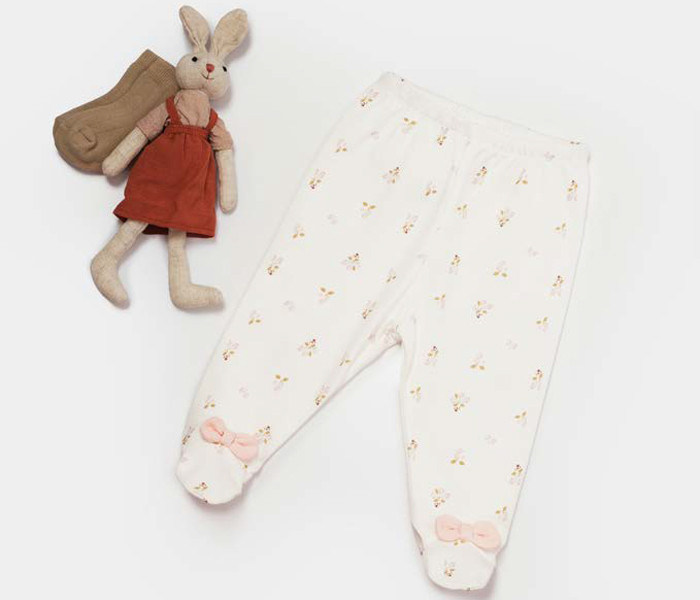 Pantalone za bebe BiOrganic cvijetne bež 74