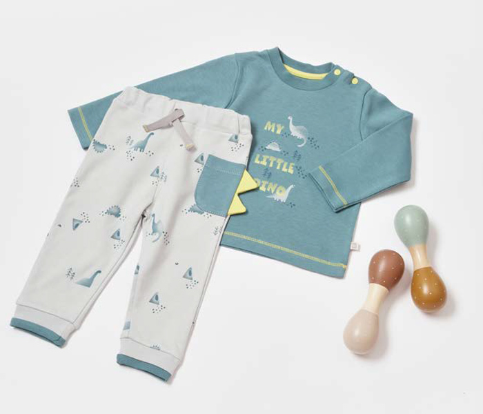 Set za novorođenče BiBaby 2 dijela mali dinosaurus siva/plava 74 cm
