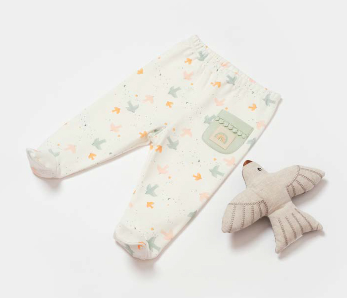 Pantalone za bebe BiOrganic ptičice bež 56 cm