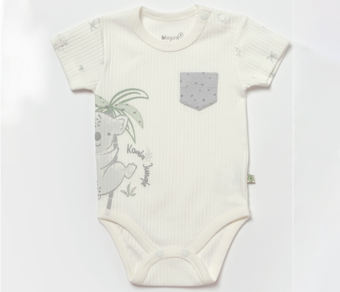 Bebi bodi kratki rukav Biorganic, sivi 86 cm