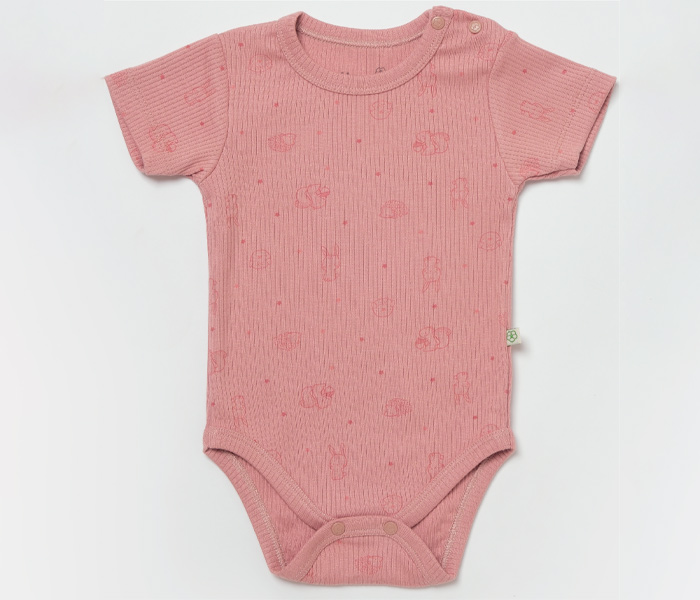 Bodi za bebe BiOrganic kratkih rukava, 74cm , zeleno-rozi