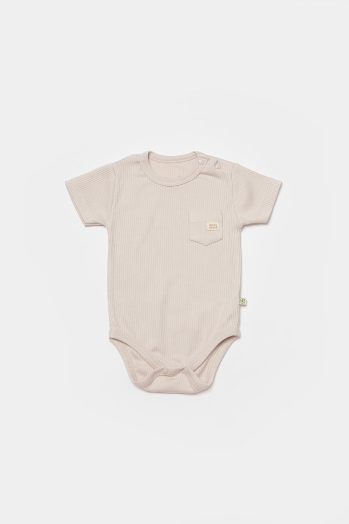 Bebi bodi Biorganic, kratki rukav, bež, 80cm