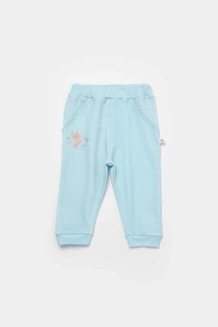 Bebi pantalone BiOrganic plave/roze,86cm