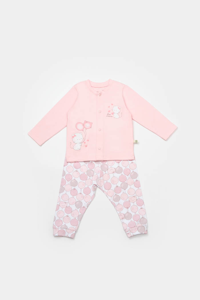 Pidžama set BiOrganic, roza, 86cm