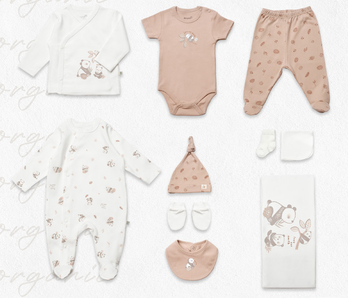 Bebi set za novorodence BiOrganic 10/1,braon/bež,56cm.