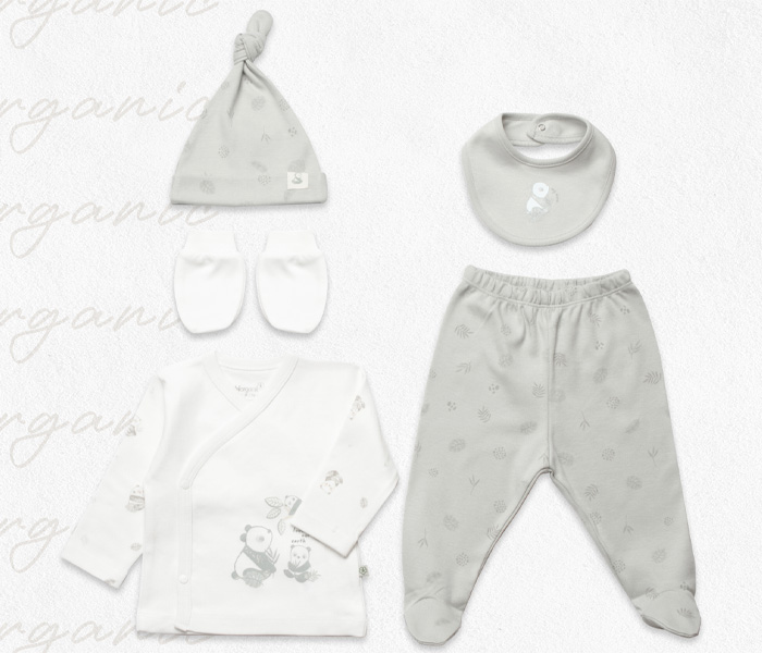 Bebi set BiOrganic 5/1,zeleni/bež,56cm.