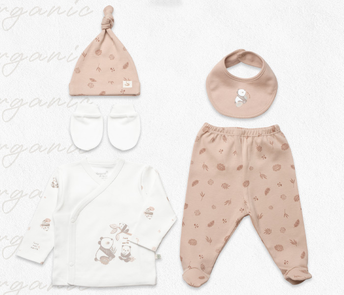 Bebi set za novorodence BiOrganic 5/1,braon/bež,56cm.