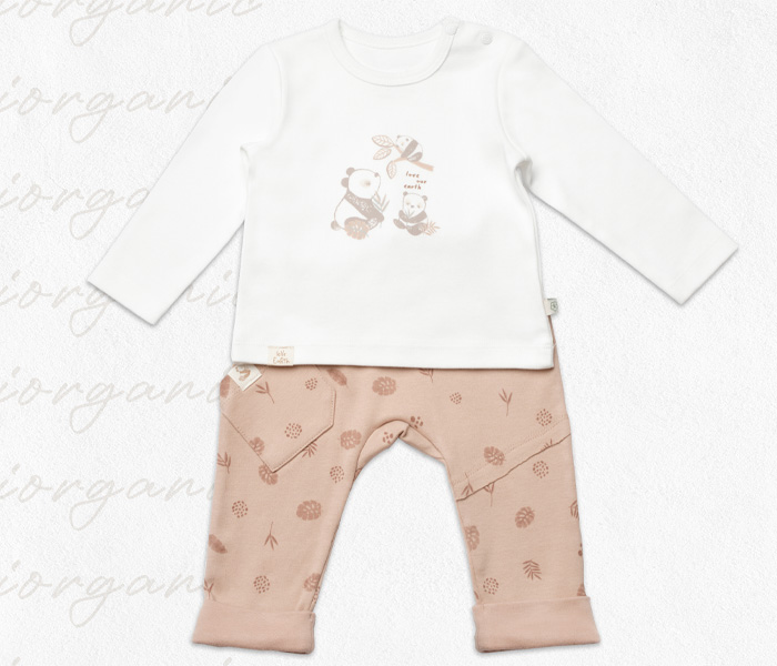 Bebi pantalone sa majicom BiOrganic,braon/bež,92cm.