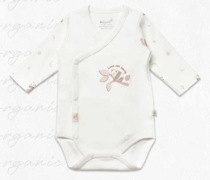 Bodi za bebe BiOrganic dugi rukav,bež,56cm.