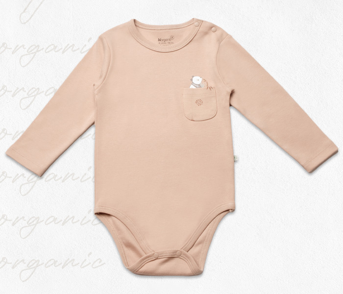 Bodi za bebe BiOrganic dugi rukav,braon,1