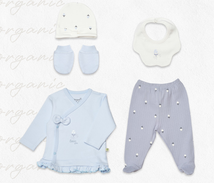 Bebi set za novorođenče BiOrganic 5/1,lila,56cm.