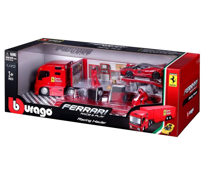 Igračka Burago  Ferari racing hauler kamion set