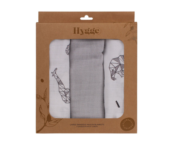 Hygge tetra pelena od muslina misty grey 3 kom. 80x80cm