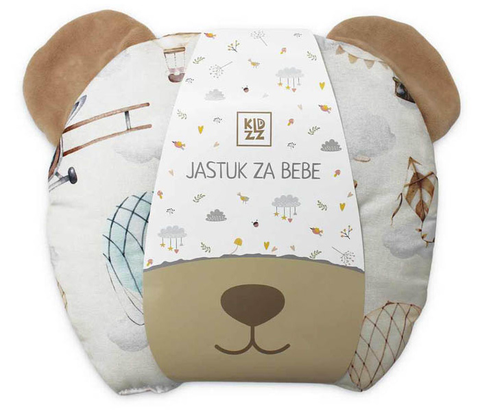 Kidzz jastuk za bebe sa ušima, medo-avion