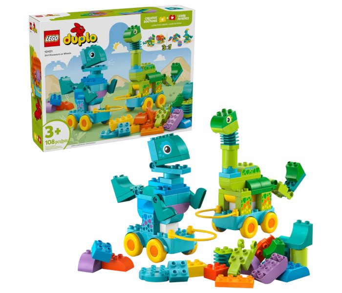 Igračka Lego kocke Duplo 3in1 Dinosaurs on Wheels 3+